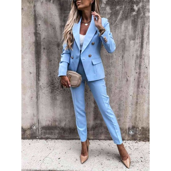 💥2 Pcs Blazer and Pants Suit Set in Green - Picture 14 of 15